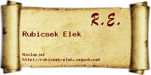 Rubicsek Elek névjegykártya