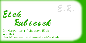 elek rubicsek business card